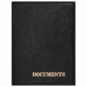 Обложка для автодокументов Staff, экокожа, тиснение "Documents", черная