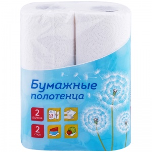 Полотенца бумажные 2-слойные OfficeClean, рулонные, белые, 2 рул/уп (249813)